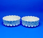 Vintage Fenton White Milk Glass Hobnail Candle Stick Holders Set Of 2