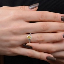 2Ct Pear Cut yellow Citrine Cocktail Halo Engagement Ring 18K White Gold Over