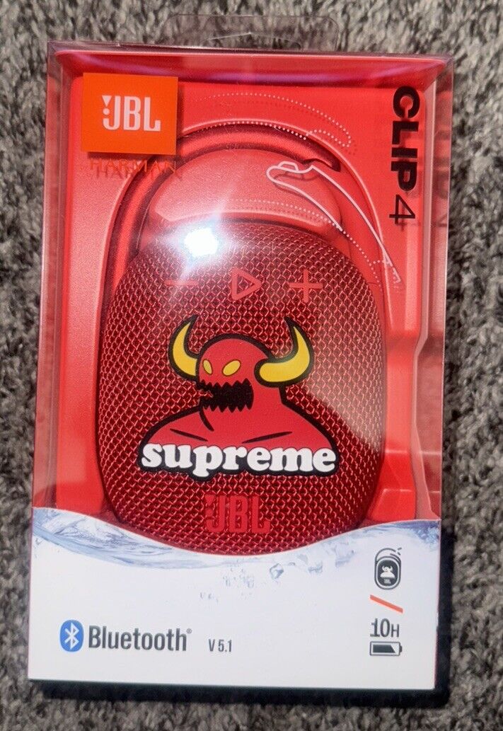 Supreme x Toy Machine JBL Clip Red Speaker Wireless | eBay Supreme x Toy Machine JBL Clip Red Speaker Wireless | eBay
