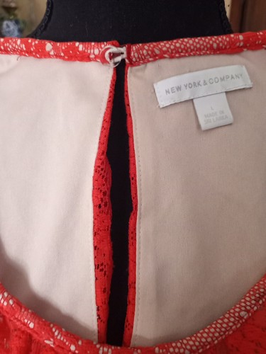 New York & Co. Bright Pink Lace Lined Tank Dress Knee Length Women's Large - Picture 8 of 10