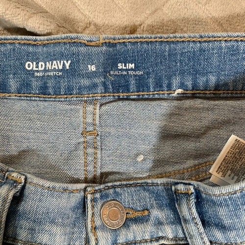 Old Navy Unisex Kids 16 Jeans Blue Slim Straight Light Wash Adjustable Waist - Picture 5 of 11