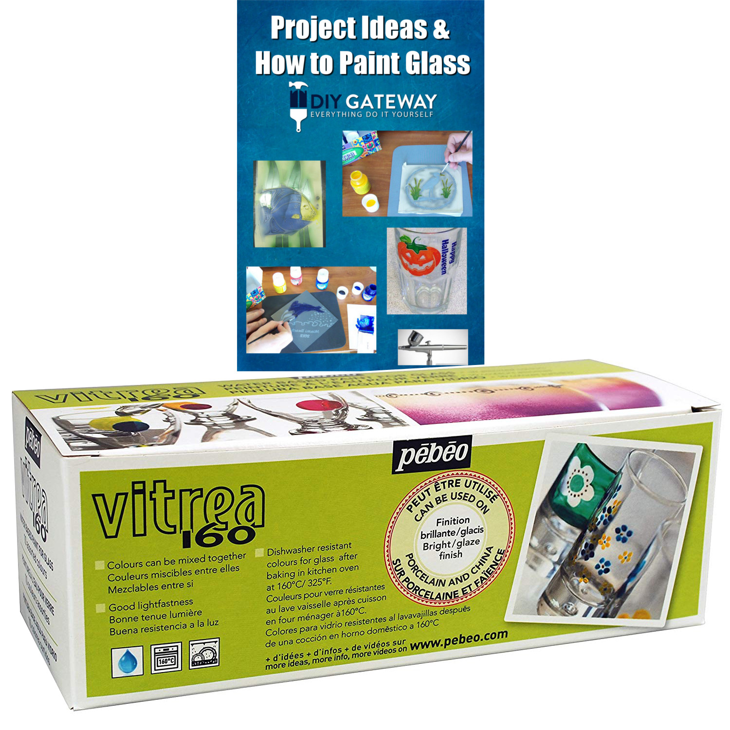 Glass Paint Dishwasher Safe Pebeo Vitrea 160, 10 Pack Permanent, Bakable: 45 ml