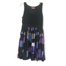 Eliza J Women's Fit & Flare Dress Sleeveless Black purple Blue 104K