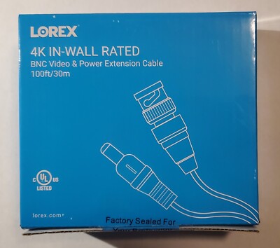 Lorex High Quality 4k In Wall BNC Video/Power Extension Cable - 100ft New