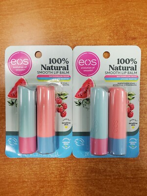 2 Packs of 2: eos 100% Natural Watermelon Frose & Lychee Martini Lip Balm E12C