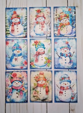 9 Snowman Handmade Pocket Letter Cards/Toppers Scrapbooks Junk Journals Crafts