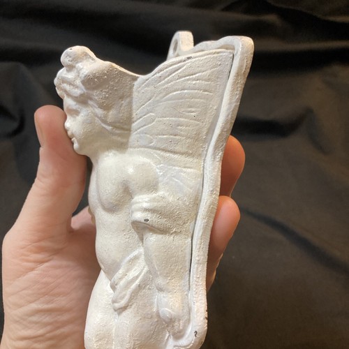 Applique mensola da parete vintage Art Deco angelo cherubino vittoriano floreale filigrana ghisa - Foto 4 di 12