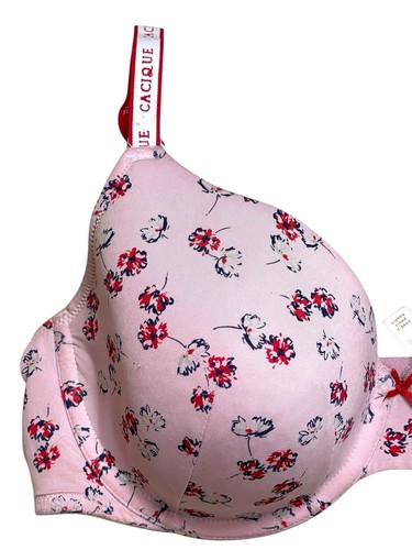 CACIQUE PINK FLORAL SMOOTH LIGHTLY LINED T-Shirt BRA sz 40DD - Picture 4 of 7