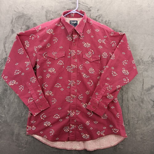 Vintage Wrangler Brushpopper Hemd Herren 17,5-35 X-Long Tails Western Cowboy Azteken