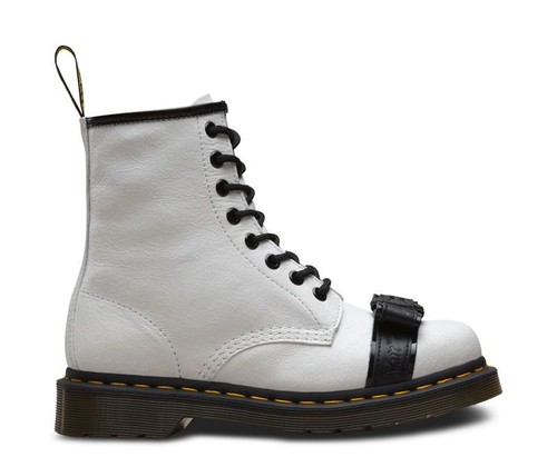 Lámpara de charol Dr. Martens 8 agujeros 1460 blanco agrietado negro suave - Imagen 3 de 8