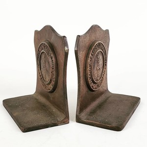 Stanford-Junior-University-Cast-Bronze-Bookends-SUPER-RARE-Antique-Vintage