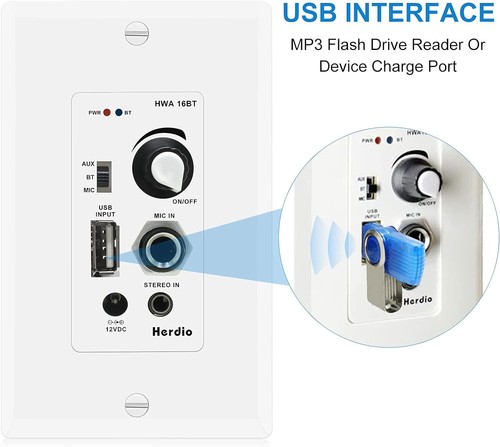 Herdio 5.25" 300W Home Store In Ceiling Speakers+Wall Mount Bluetooth Amplifier - Picture 7 of 17