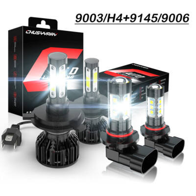 For Toyota Hilux 2004-2019 6000K LED Headlights Hi/Lo Beam + Fog Light Bulb Kit