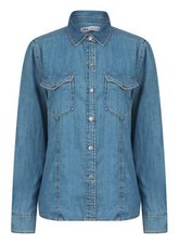 Ex Zara Ladies Western Denim Collared Shirt Blue 100% Cotton S M L XL