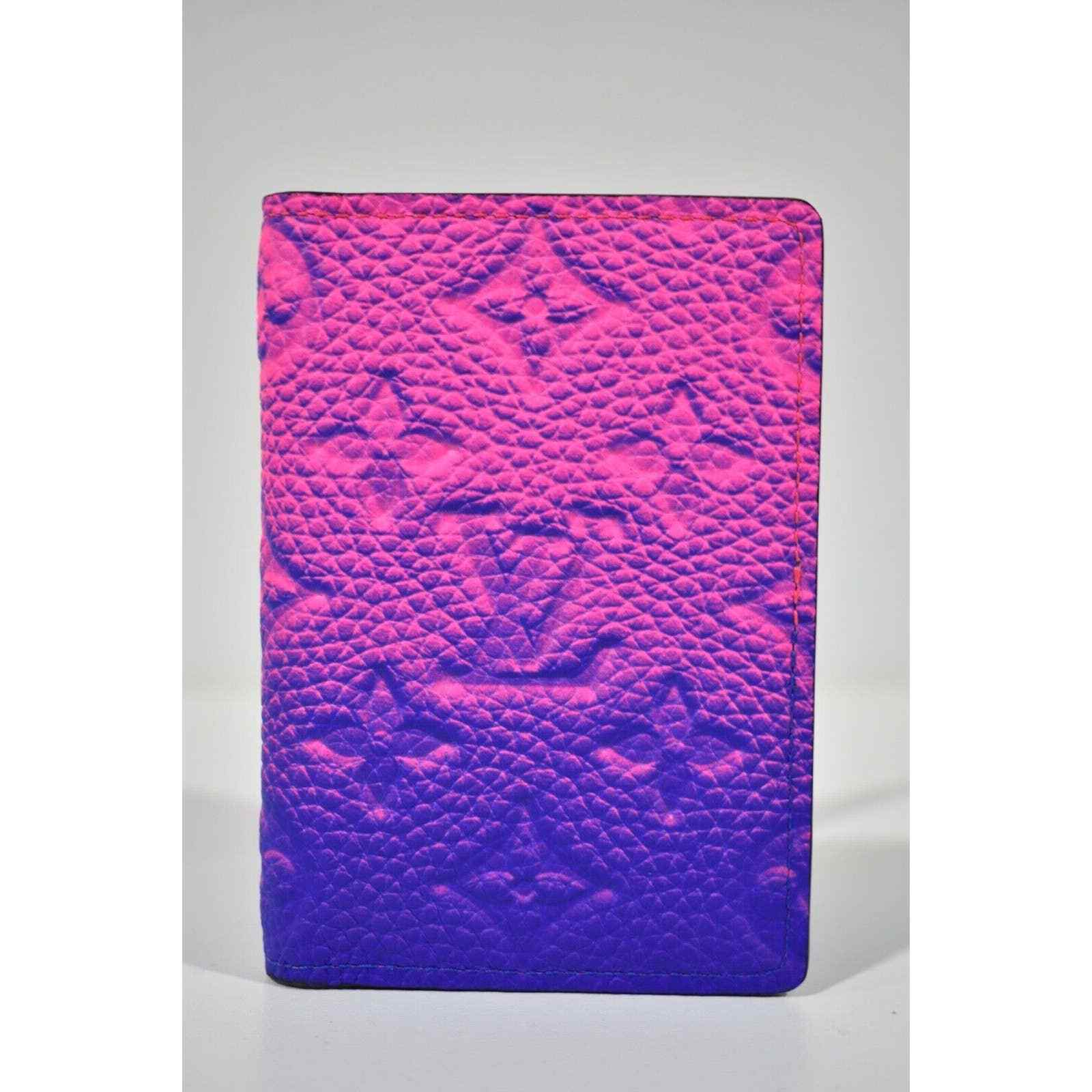 Louis Vuitton Taurillon Monogram Logo Pink Blue Ombre Pocket Organizer Wallet image 4
