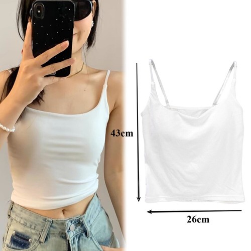 Solid Color Sling Camisole Adjustable Straps Crop Top New Lady Bra Summer - Picture 14 of 16