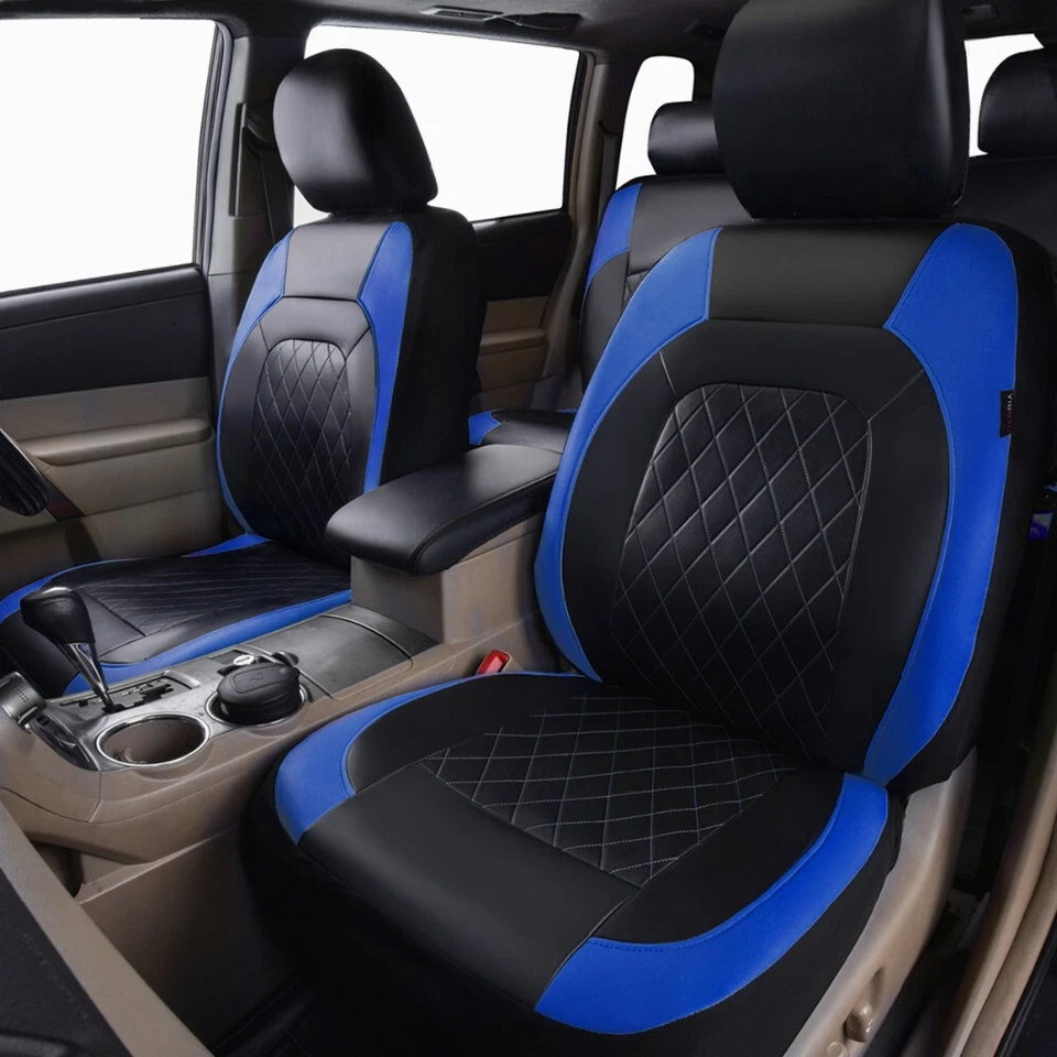 Juego de fundas de asiento de coche delanteras fundas de reposacabezas silla cojín protector accesorio azul Foto 3 de 4