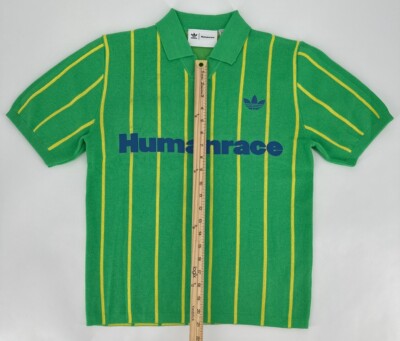 Adidas Shirt Mens XS Pharrell Human Race Hu Green Knit Polo Jersey