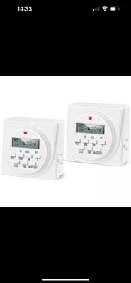 iPower ETL Certified 7 Day Programmable Digital Electric Timer Dual Plug 2-PACK