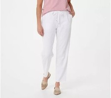 Susan Graver Petite Weekend Essentials Cotton Pants White 4XL New