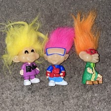 Lot of 3 Neon Hair Trolls Glow in the Dark Vtg 1993 Burger King Kids Club Dolls