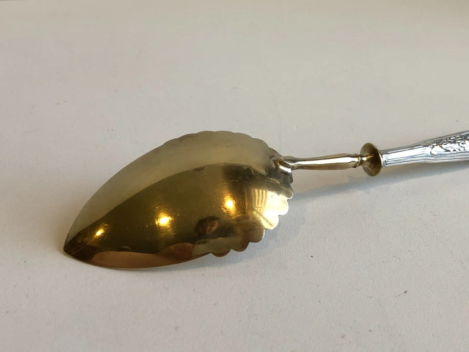 Винтажный сервиз-ложка 800 с серебряной ручкой из латуни, длина 6 1/2 дюйма - Изображение 2 из 4