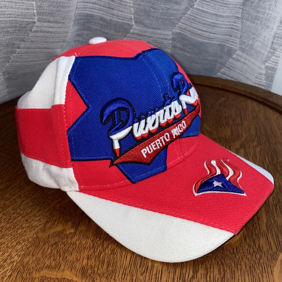 Puerto Rico Hat Cap Adjustable Strapback Red White Blue Unisex Adult Embroidered - Image 3 of 4