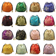US 16 Silk Brocade Jewelry Pouch Bag Drawstring Coin Purse Gift Bag Value Set