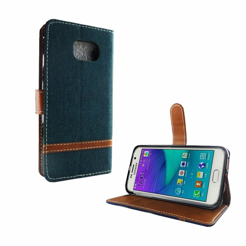 Phone Case for Samsung Galaxy S6 Edge Case Wallet Cover 360 Case Green - Image 3 of 3