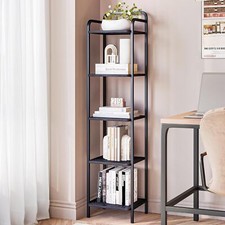 Bookcase Bookshelf, Narrow Book Shelf, Industrial Corner Shelf Storage Organizer