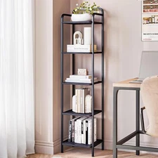 Bookcase Bookshelf, Narrow Book Shelf, Industrial Corner Shelf Storage Organizer