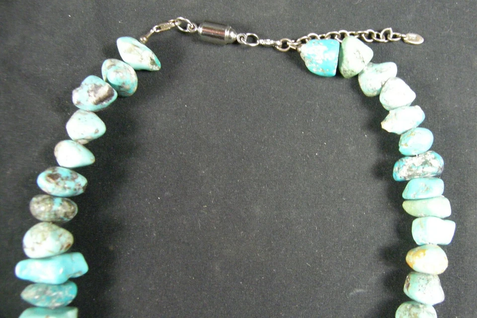 COLLAR PEPITA TURQUESA GRUESA AUDAZ PLATA ESTERLINA BARSA 124 gramos Foto 3 de 4