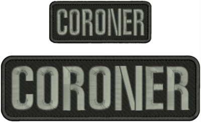 CORONER EMBROIDERY PATCH 3X10 AND 2X5 hook on back gray on black
