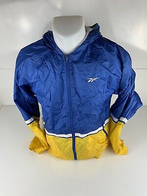 Vintage 90s REEBOK Blue Yellow track zip nylon warmup Jacket Small Spellout  | eBay