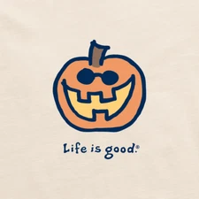 NWT Women's Life is Good Jake O'Lantern Pumpkin Halloween Putty SS Crusher Tee