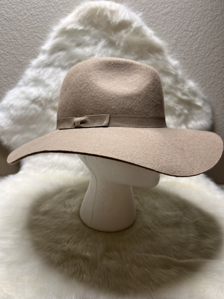 Light Tan 100% Wool Felt Wide Brim Hat Women display picture 3