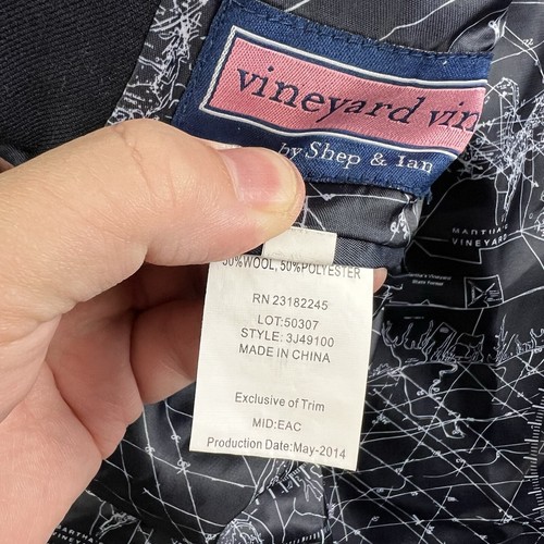 Vineyard Vines Suit Jacket Boys 14 Blue Blazer Wool Blend Sports Coat Nautical - Picture 11 of 14