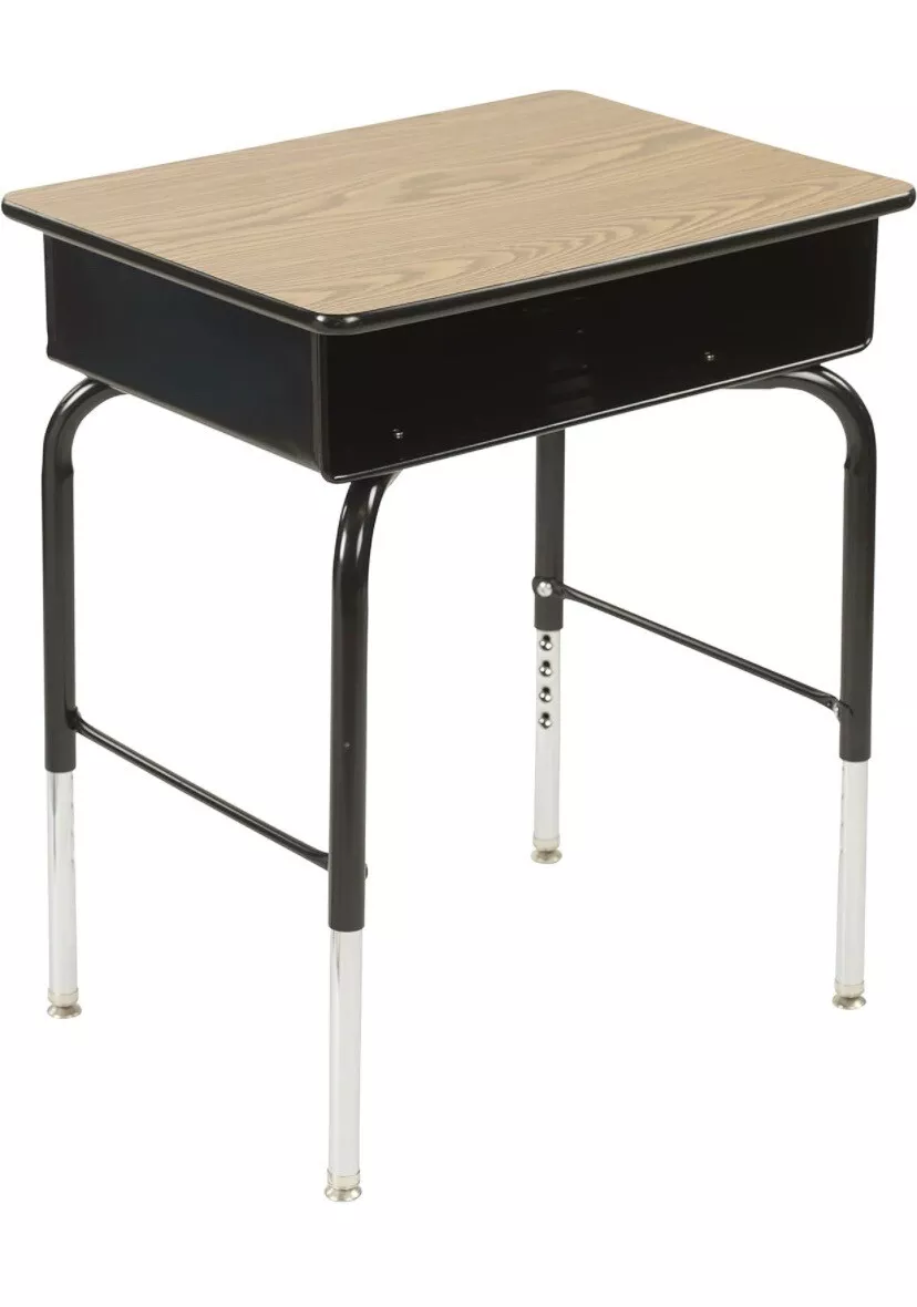 ECR4Kids 24in x 18in Adjustable Open Front Student w Metal Book Box Desk 1 Pack