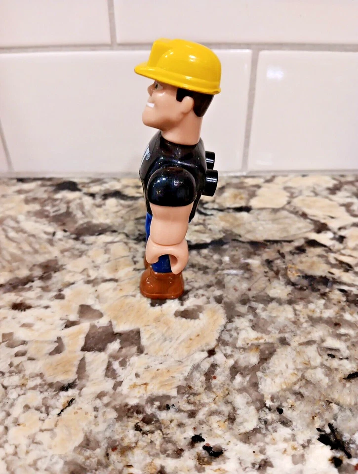 Mega Bloks CAT Construction Man Worker Camisa Negra 3.75" Alto PVC Figura X Foto 3 de 4