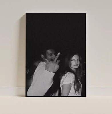 Black And White Lana Del Rey And ASAP Rocky Poster, Music Poster