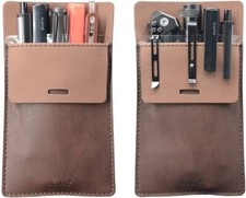 Pocket Protector, Leather Pen Pouch Holder Organizer, for Shirts Lab Coats，2pack