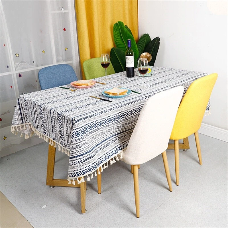 1X Vintage Tablecloth Boho Table Cover Tassel for Dining Room Home Decor Ethnic - Image 3 of 4