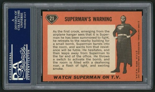 1966 Topps Superman Card #21 Superman's Warning PSA 8 - Imagen 3 de 3