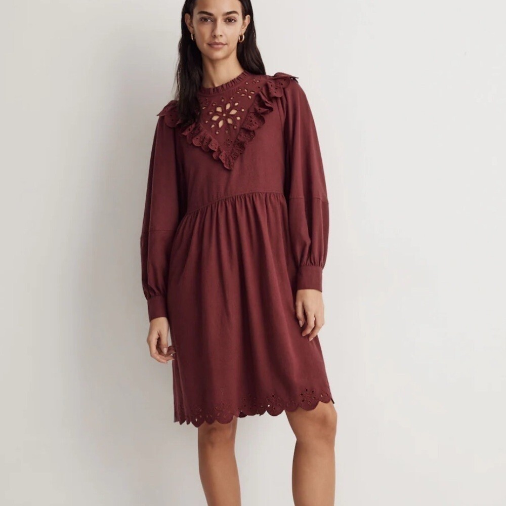 embroidered ruffle mini dress Flirty Embroidered Mini Dress main image 0