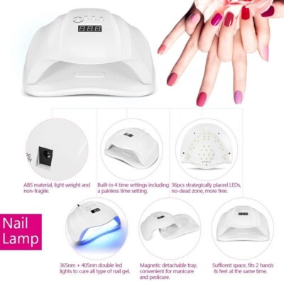 72W UV LED Nail Lamp Nail Dryer Pro Gel Polish Salon Manicure Curing