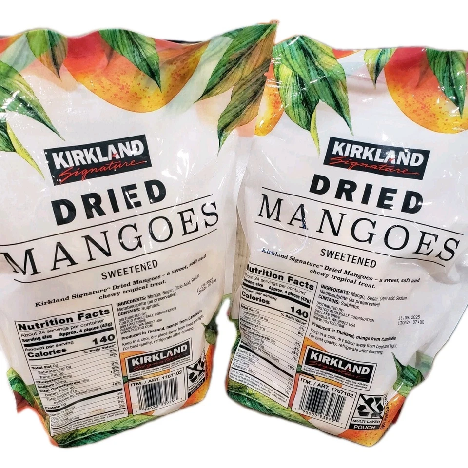 Mangos secos endulzados suaves masticables Kirkland Signature paquete de 2 4,36 lb To6 Foto 2 de 4