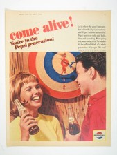 Vintage 1965 Pepsi Cola Magazine Advertisement Print Dart Board Come Alive