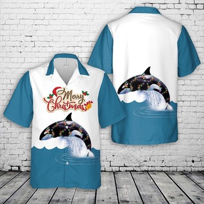 Orcas Killer whales Christmas Hawaiian Shirt_osb_11