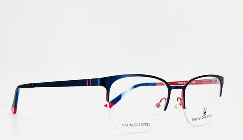 PSYCHO BUNNY PB123-3 Blau Orange Unisex Panto Halbrand Brille 53-18-140 B:41 - Bild 2 von 16