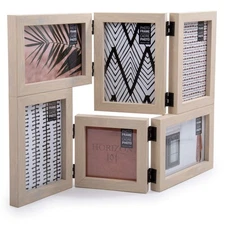 CTG Decorative Wooden Collage Folding Picture Frame, 10.45 x 12.25 inches, Beige